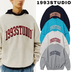 1993studio  |Crew Neck Unisex Sweat Street Style Long Sleeves Plain