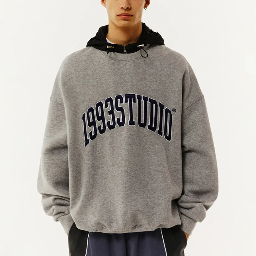 1993studio  |Crew Neck Unisex Sweat Street Style Long Sleeves Plain