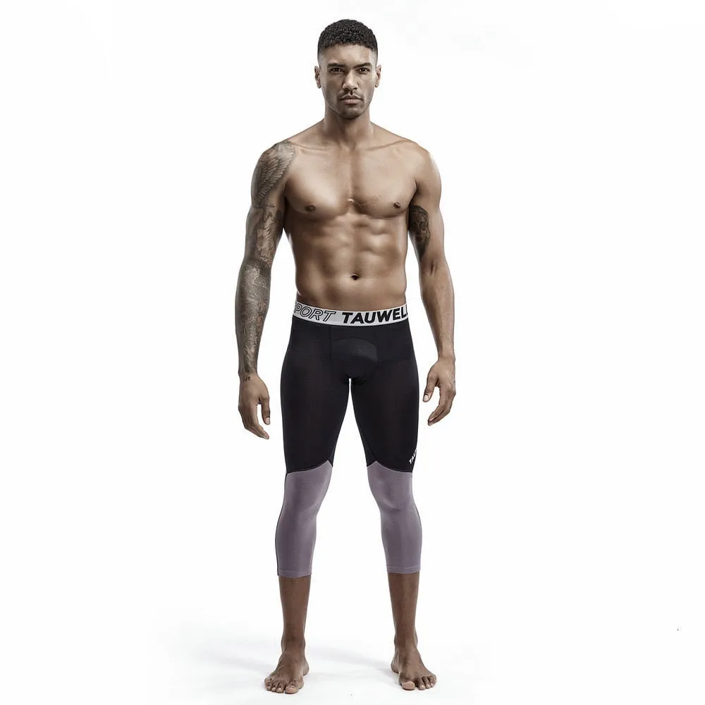 3 4 Compression Leggings Men Fitness Sportswear Workout Running Tights Quick Dry Mesh Patchwork