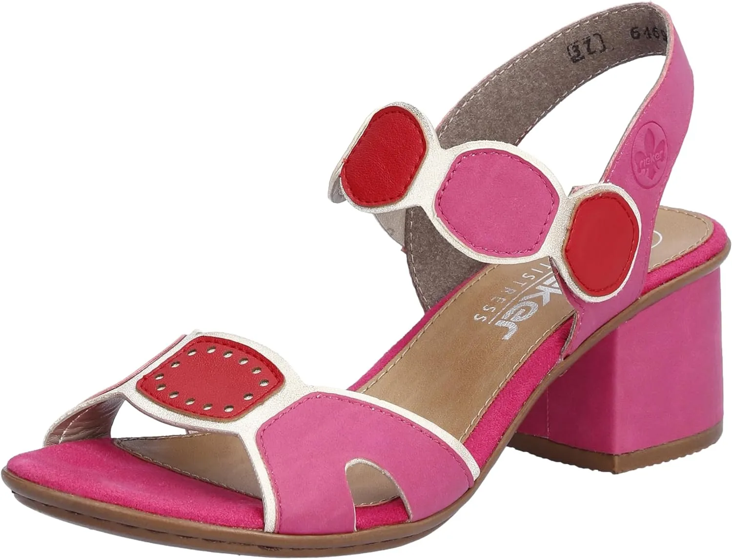 64691- Block Heeled Strap design Sandal- Fuscia - Rieker