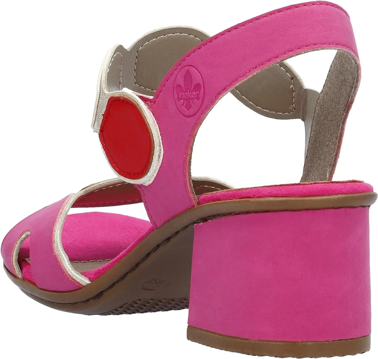 64691- Block Heeled Strap design Sandal- Fuscia - Rieker