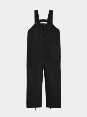 6.5oz Flat Twill Overalls, Black