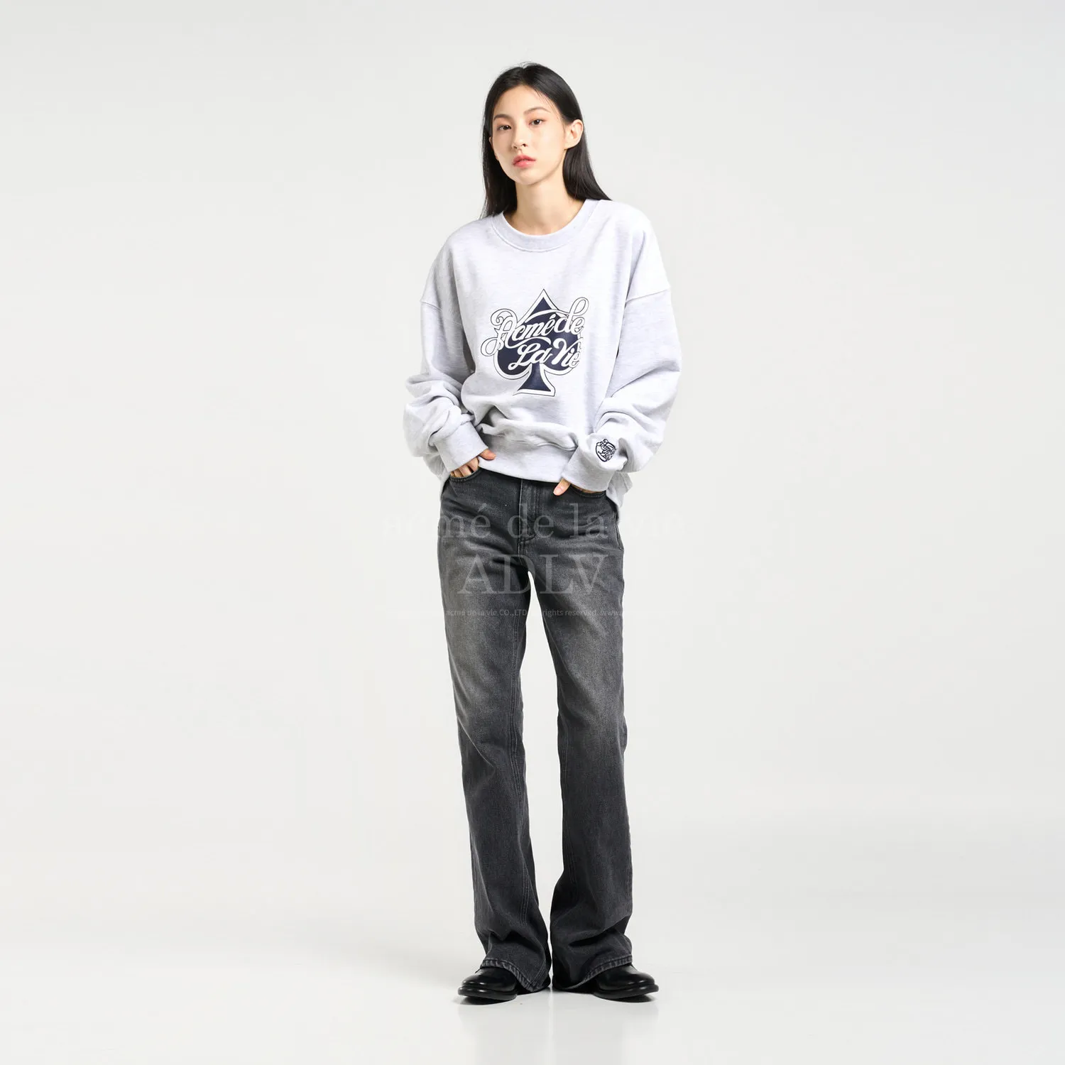 acme de la vie  |Crew Neck Sweat Street Style Collaboration Long Sleeves