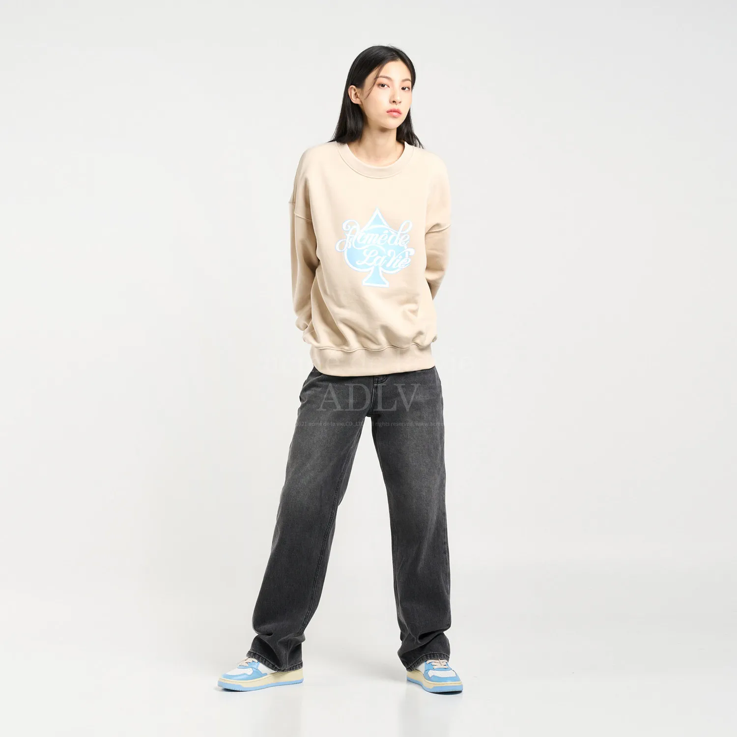 acme de la vie  |Crew Neck Sweat Street Style Collaboration Long Sleeves