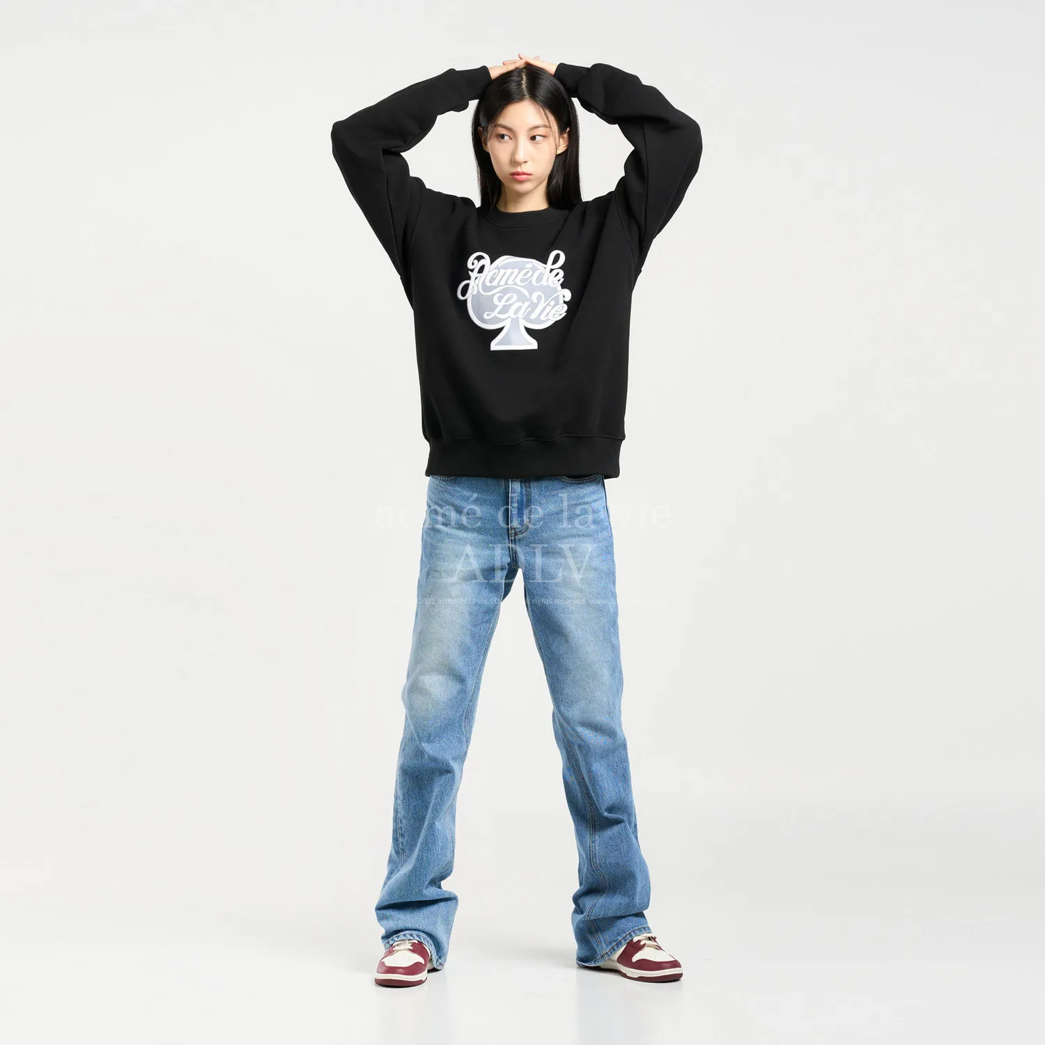 acme de la vie  |Crew Neck Sweat Street Style Collaboration Long Sleeves