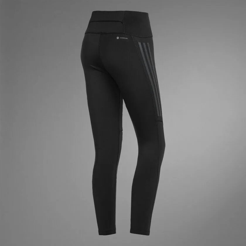 adidas Dailyrun 3-Stripes 7/8 Womens Running Leggings Black AEROREADY Pocket