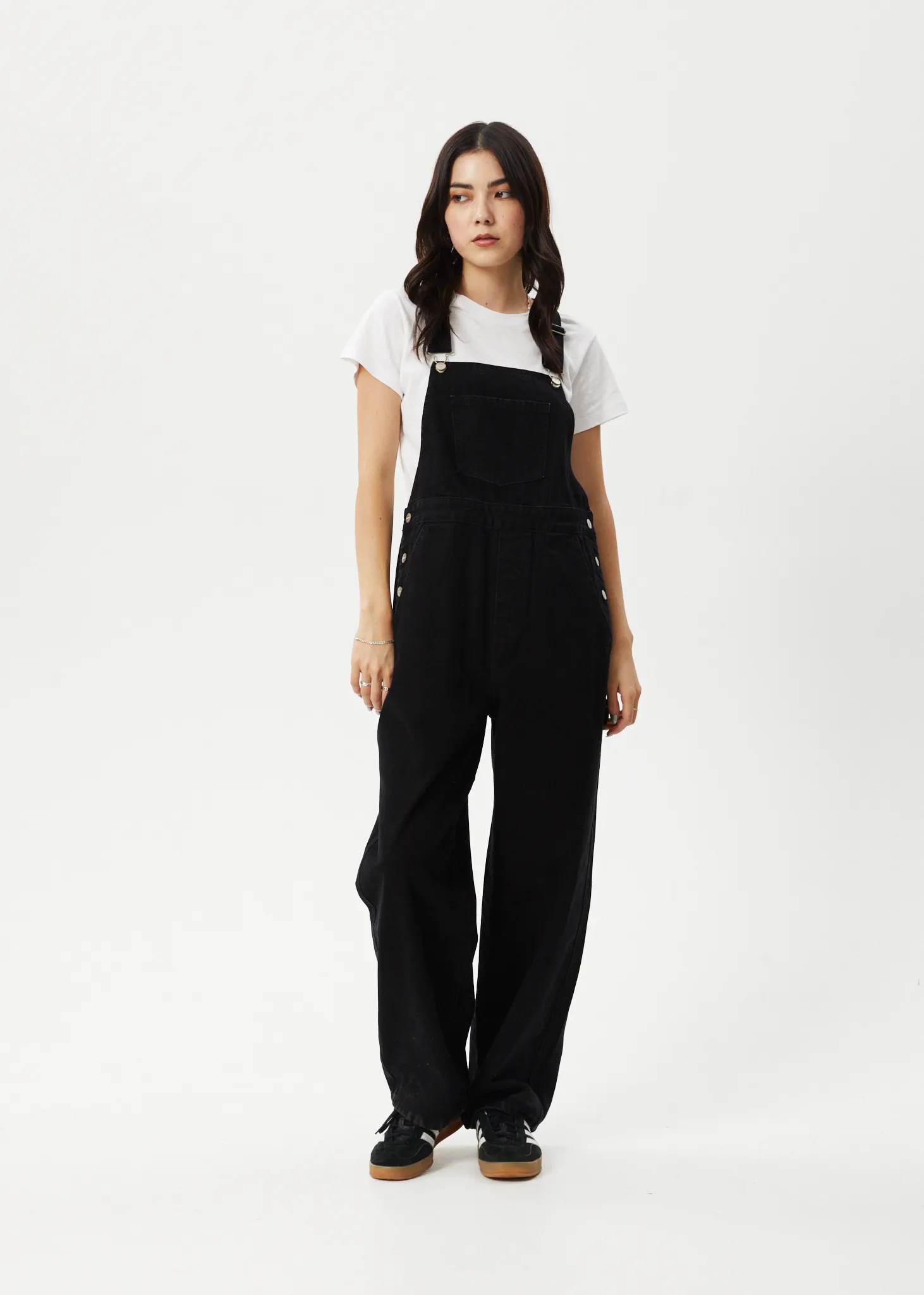 AFENDS Womens Louis - Denim Oversized Overalls - Washed Black