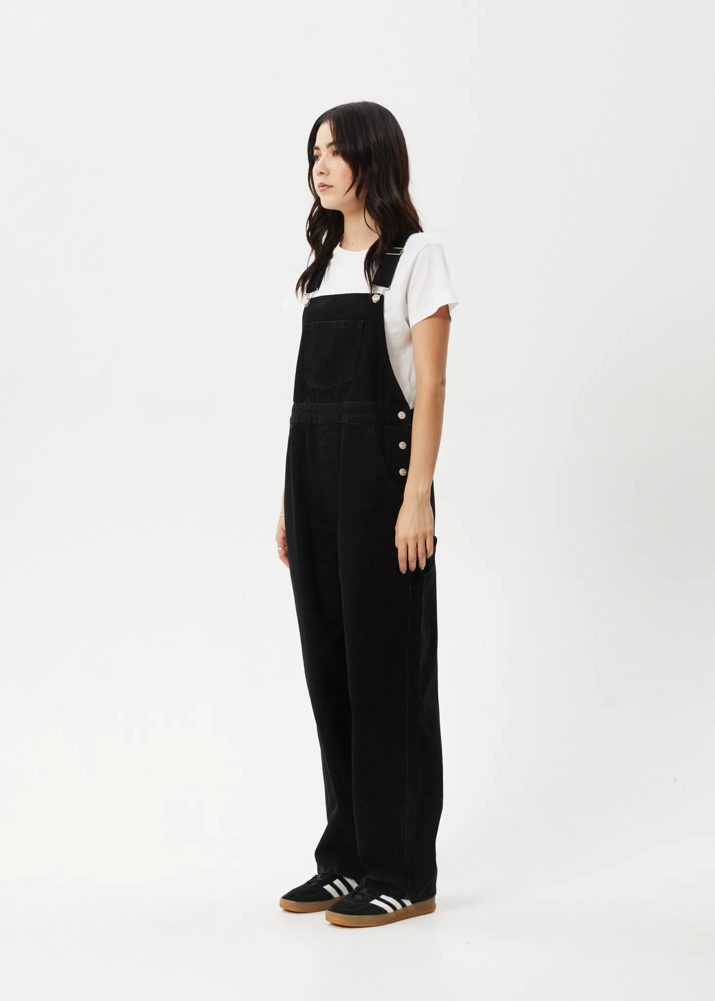 AFENDS Womens Louis - Denim Oversized Overalls - Washed Black