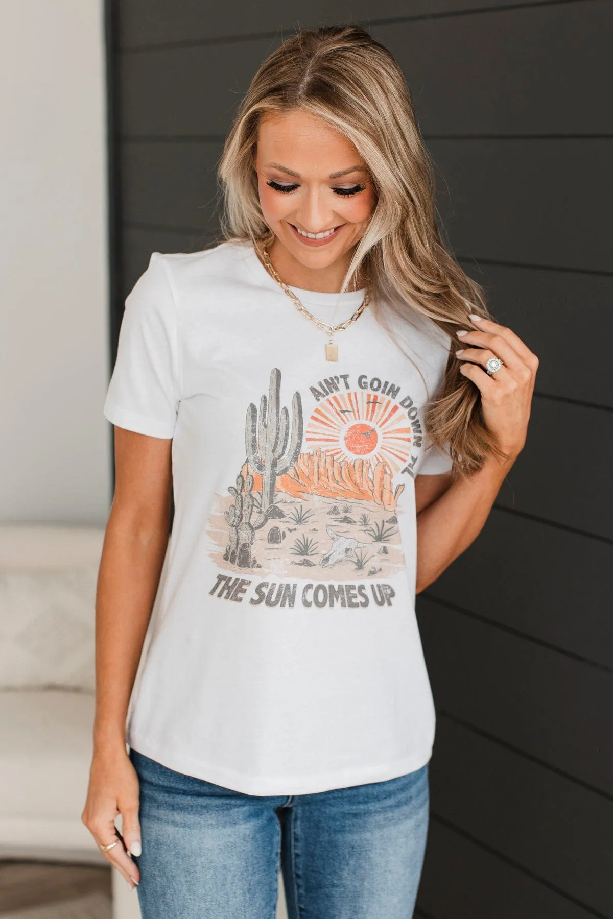 Ain't Going Down Graphic Tee- White