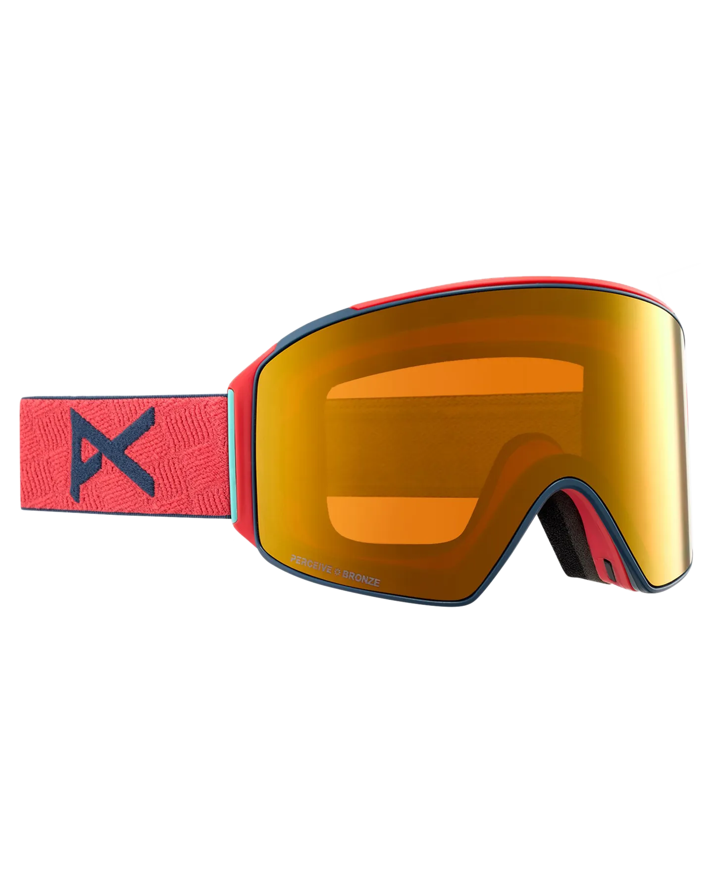 Anon M4 Cylindrical Low Bridge Snow Goggles + Bonus Lens + Mfi Face Mask - Coral/Perceive Sunny Bronze Lens