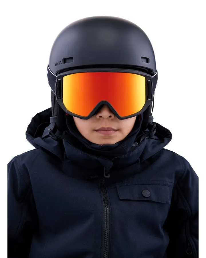 Anon Relapse Jr. Snow Goggles + Mfi Face Mask - Black/Red Solex Lens