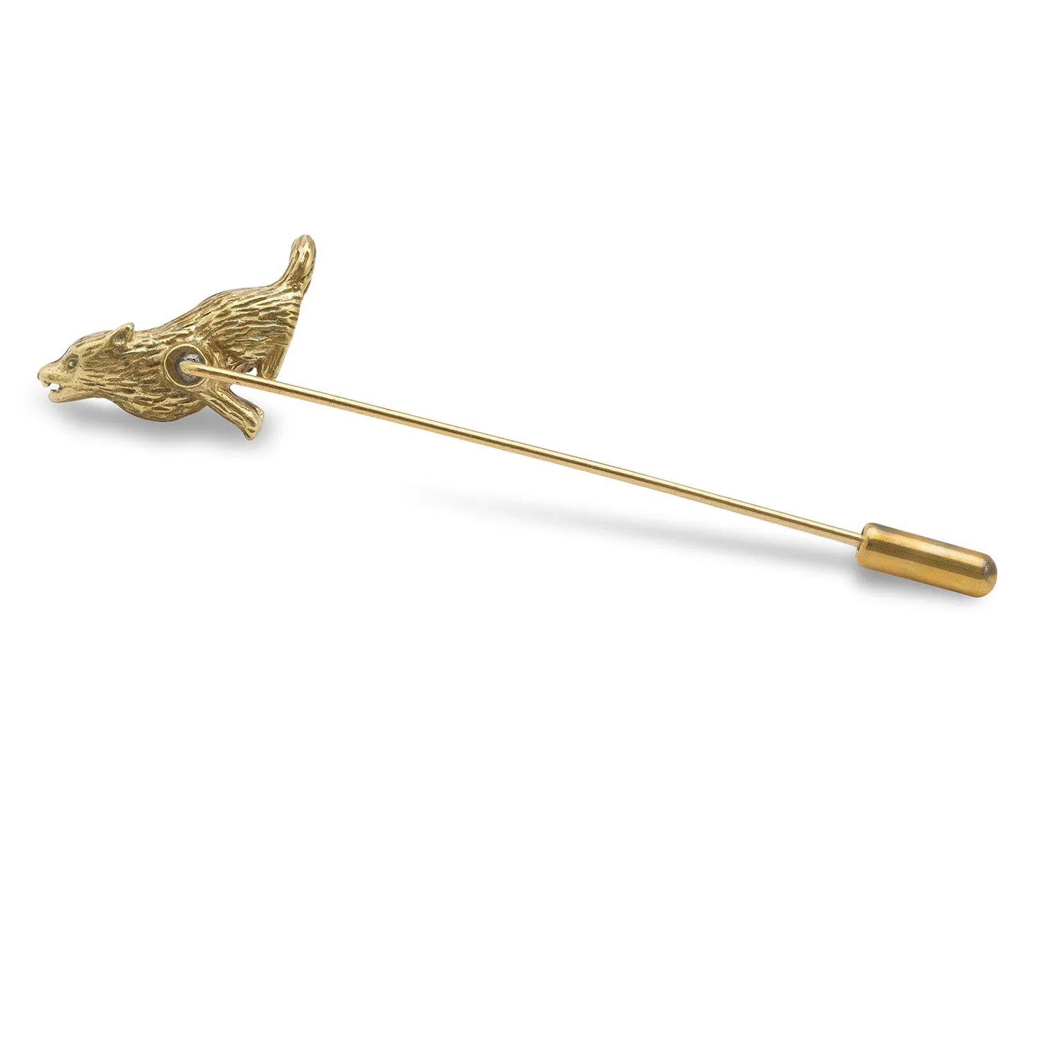 Antique Gold Howling Wolf Lapel Pin