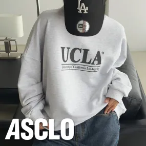 ASCLO  |Crew Neck Unisex Sweat Street Style U-Neck Long Sleeves