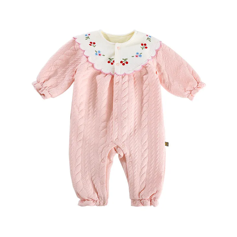 Baby Girls Flower Embroidered Jumpsuits Wholesale 231019224