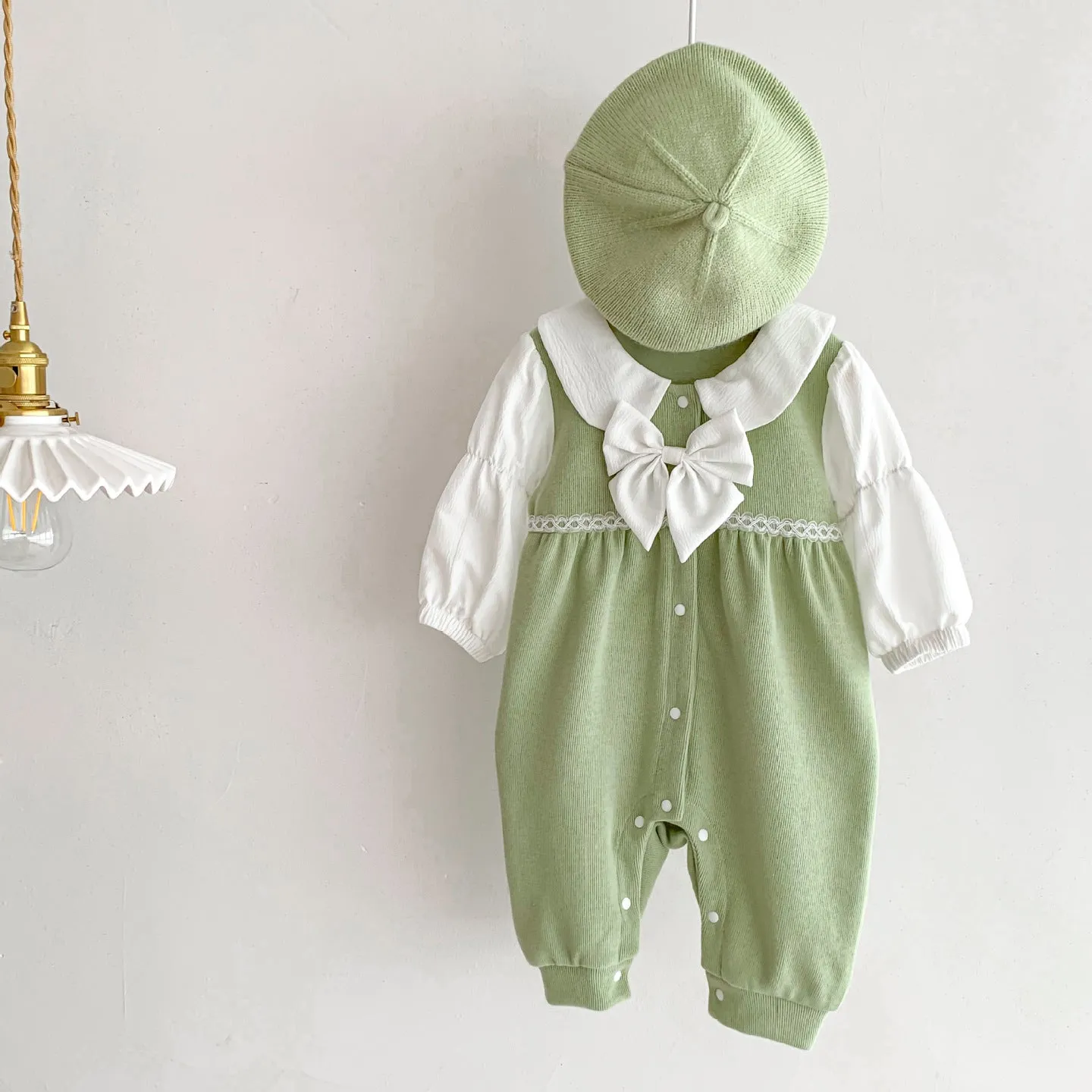 Baby Kid Girls Color-blocking Bow Jumpsuits Wholesale 23101942