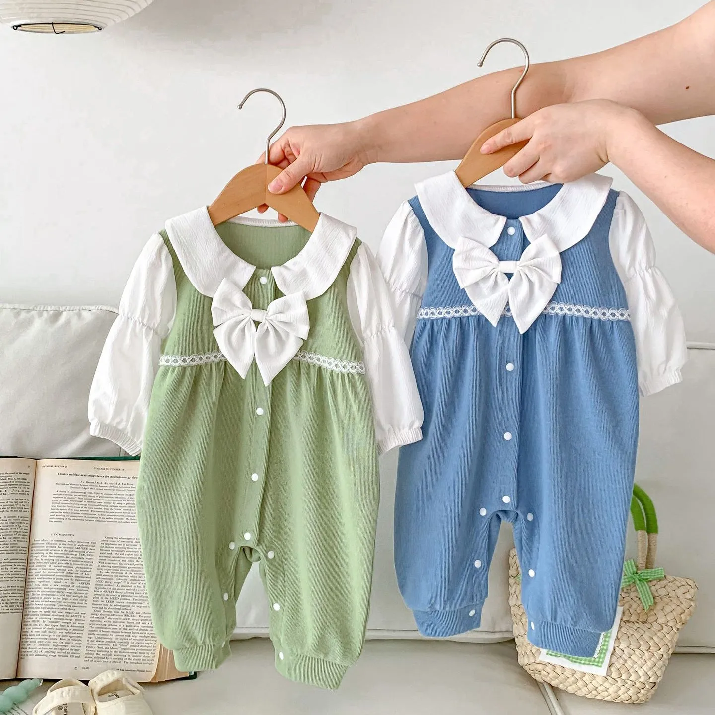 Baby Kid Girls Color-blocking Bow Jumpsuits Wholesale 23101942