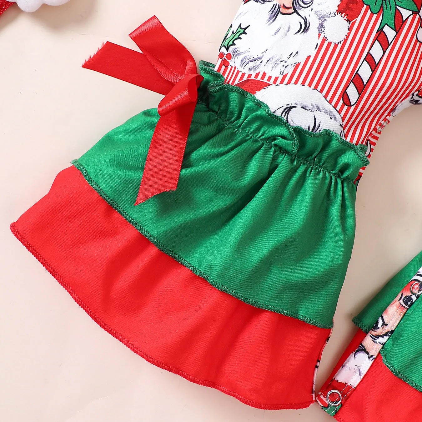 Baby Kid Girls Striped Cartoon Print Christmas Jumpsuits Wholesale 23101530