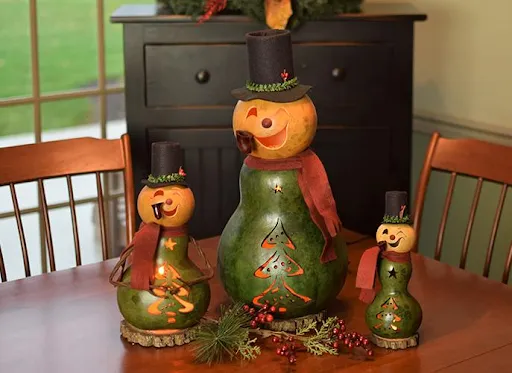 Bayberry Snowman Gourd - Available in Multiple Sizes