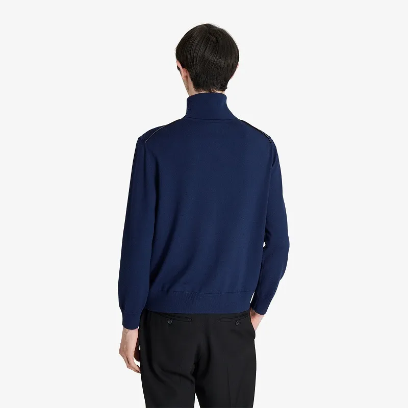 Berluti  |Wool Turtleneck With Leather Detail