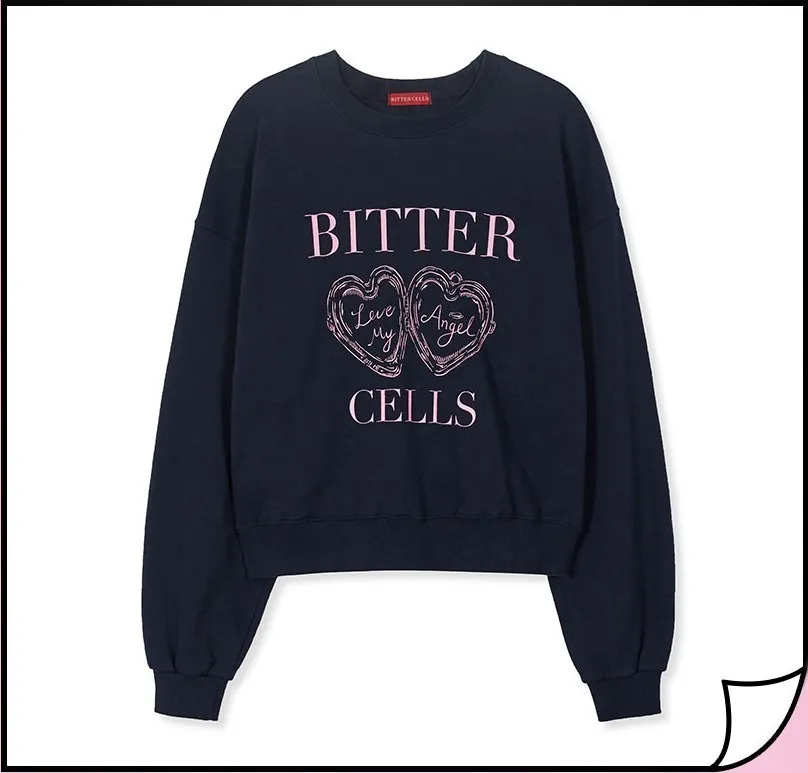 BITTER CELLS  |Crew Neck Heart Street Style Long Sleeves Plain Cotton Logo