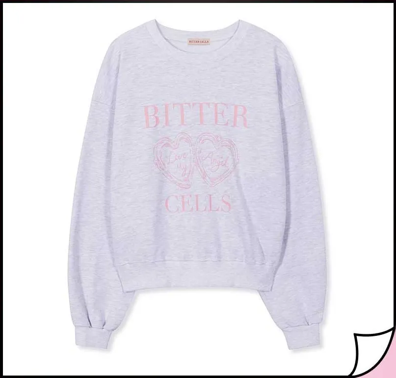 BITTER CELLS  |Crew Neck Heart Street Style Long Sleeves Plain Cotton Logo