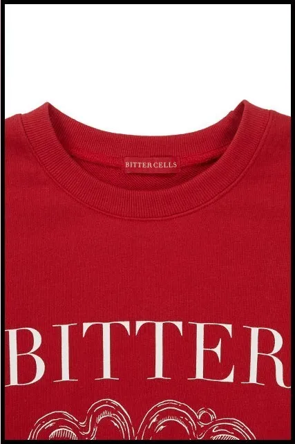 BITTER CELLS  |Crew Neck Heart Street Style Long Sleeves Plain Cotton Logo