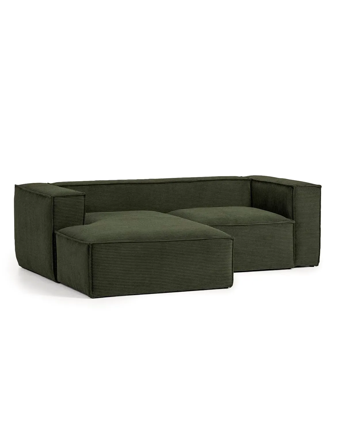 Blok 2-Seater Left Lounge Sofa Corduroy Green