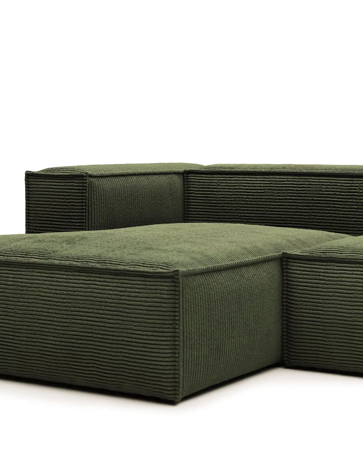 Blok 2-Seater Left Lounge Sofa Corduroy Green