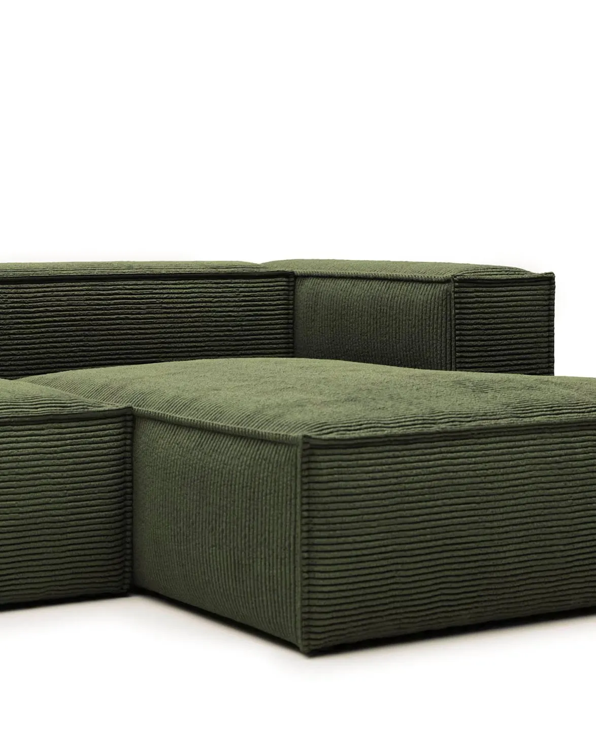 Blok 2-Seater Right Lounge Sofa Corduroy Green