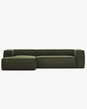 Blok 3-Seater Left Lounge Sofa Corduroy Green