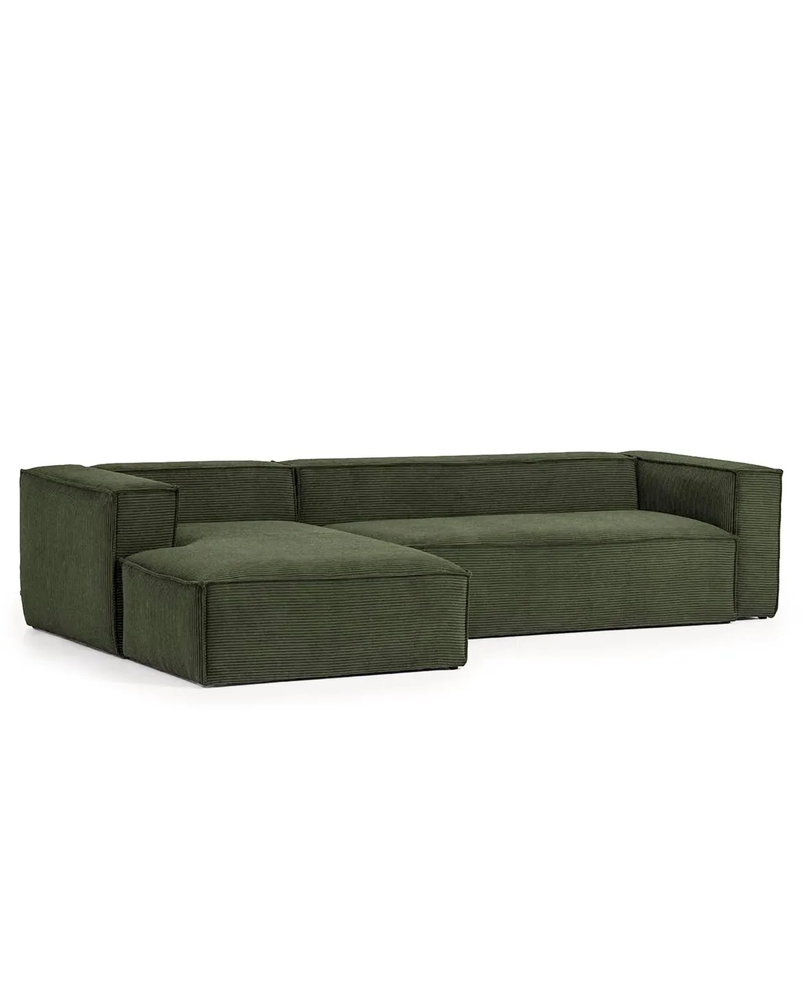 Blok 3-Seater Left Lounge Sofa Corduroy Green