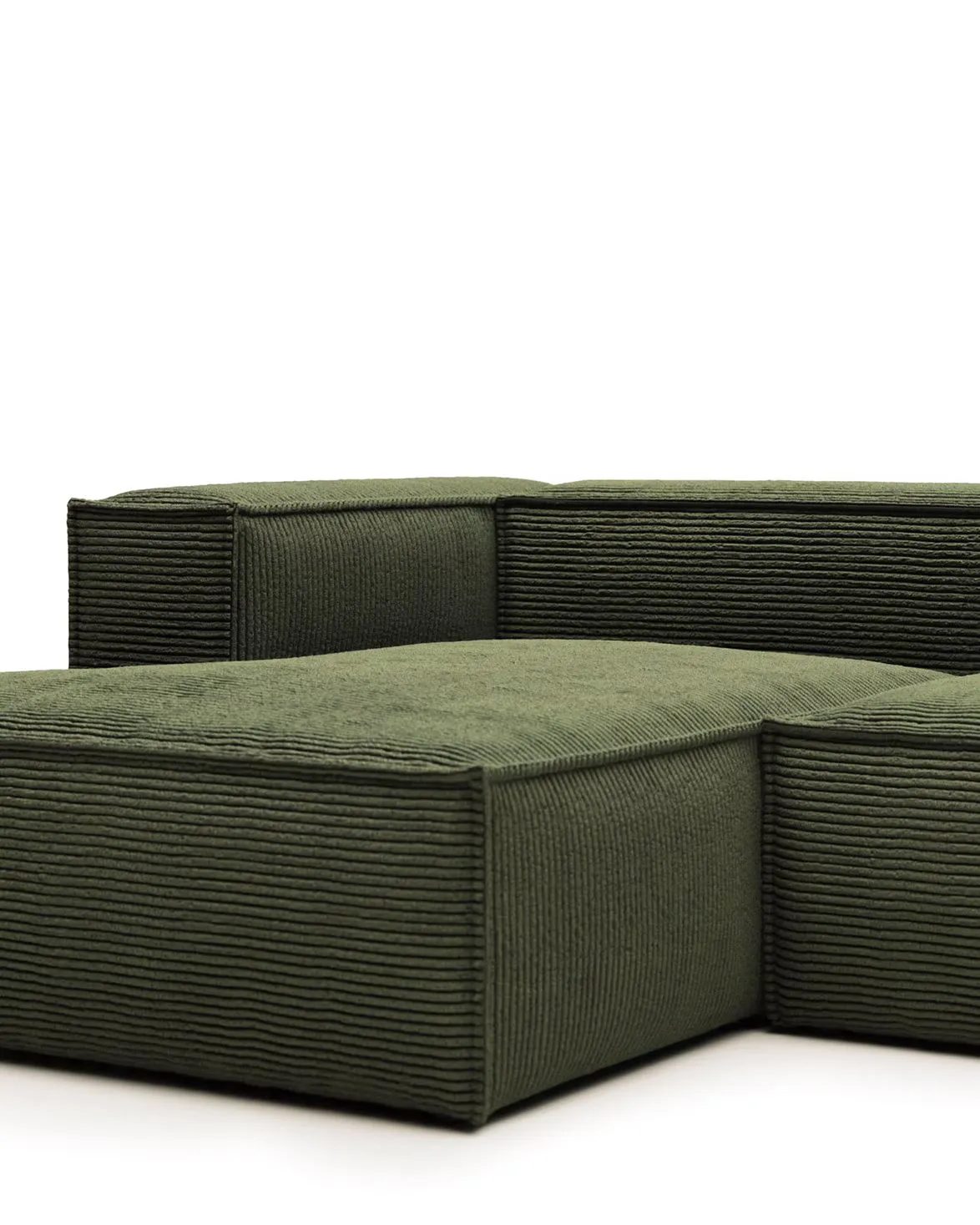 Blok 3-Seater Left Lounge Sofa Corduroy Green