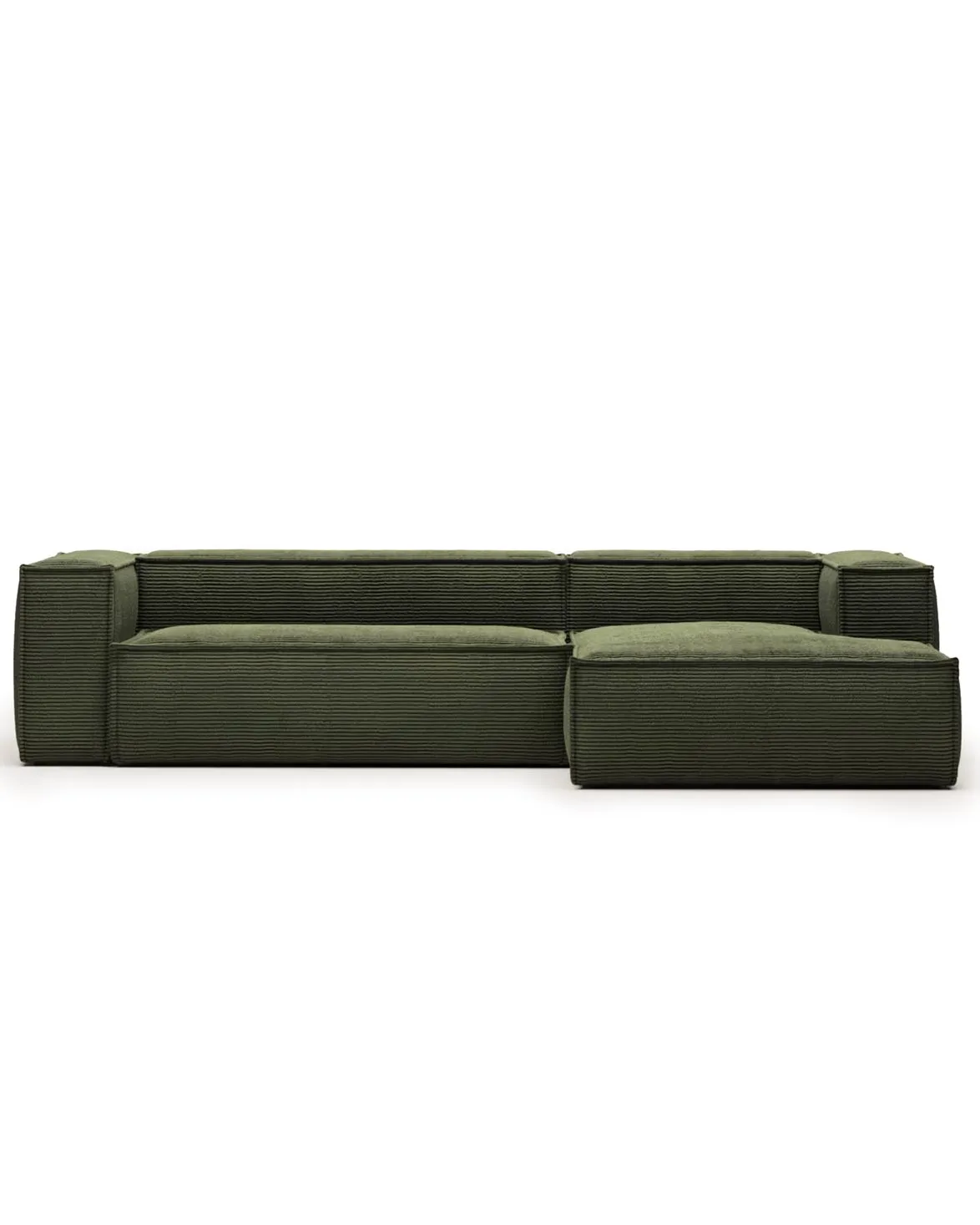 Blok 3-Seater Right Lounge Sofa Corduroy Green