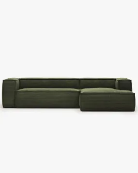 Blok 3-Seater Right Lounge Sofa Corduroy Green