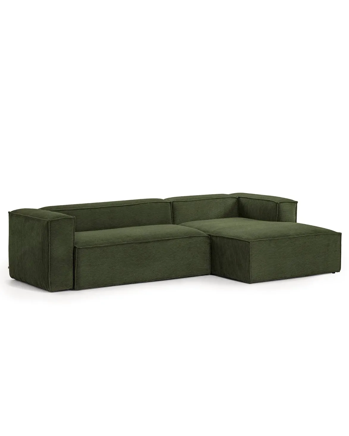 Blok 3-Seater Right Lounge Sofa Corduroy Green