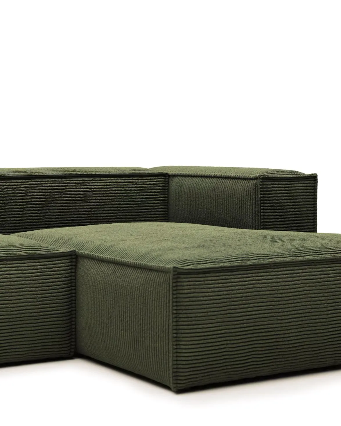 Blok 3-Seater Right Lounge Sofa Corduroy Green