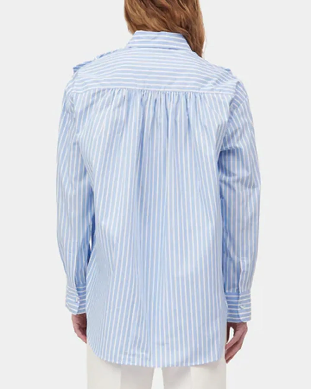 Blue Stripe Flor Button Down Shirt