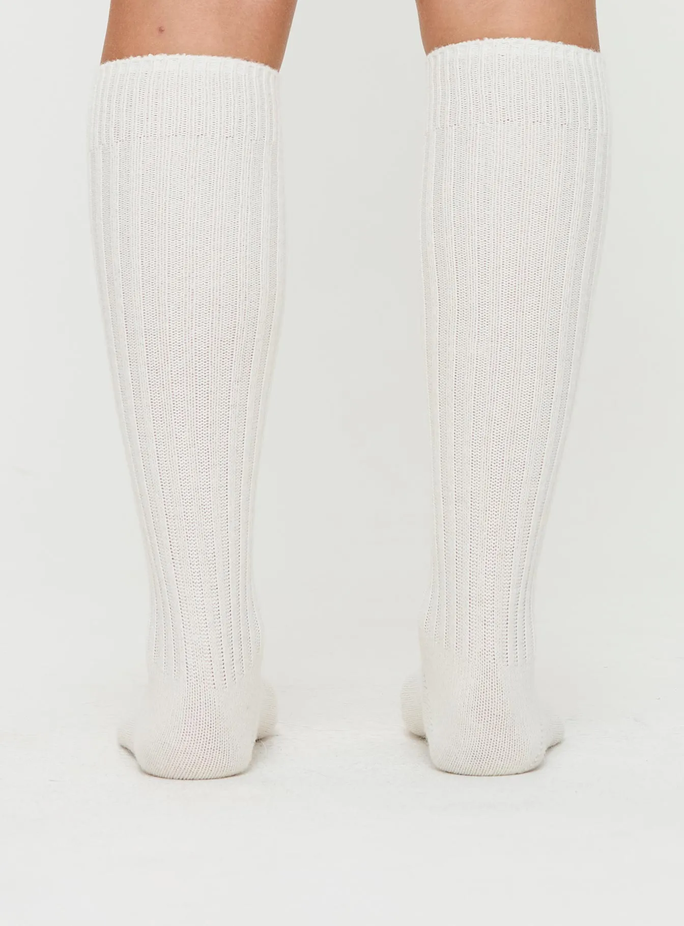 Boderline Knee High Socks White