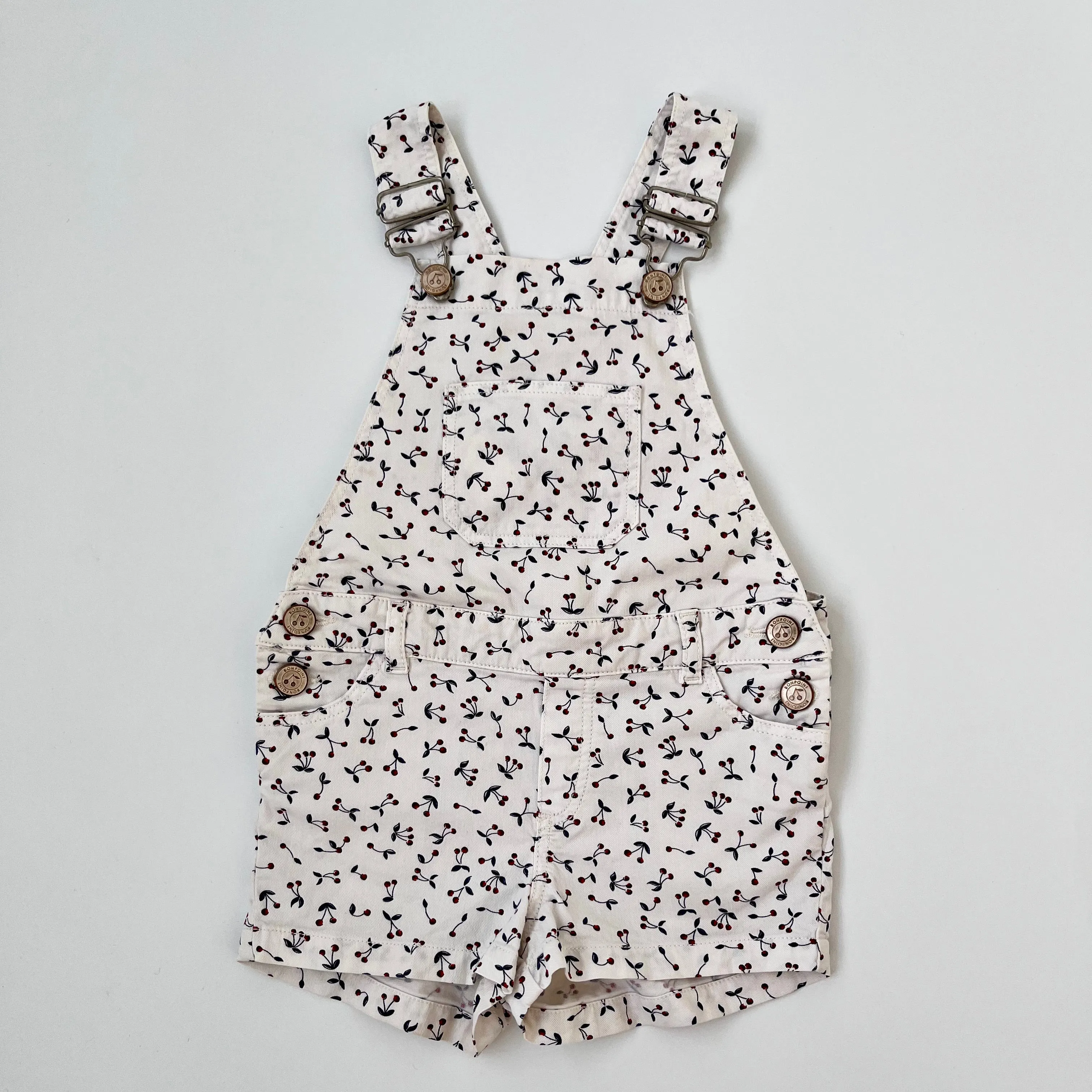 Bonpoint Cherry Print Shorts Overalls: 3 Years