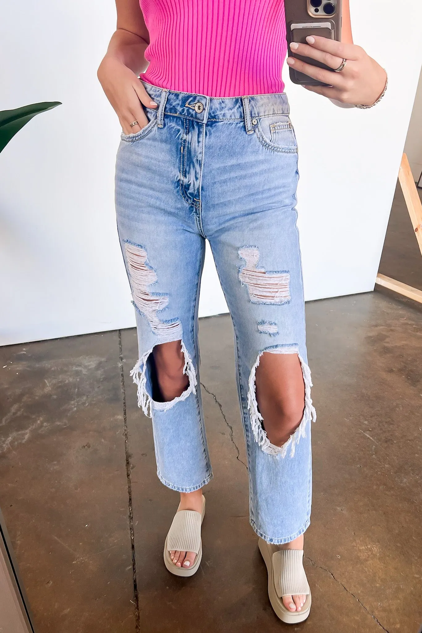 Britton High Rise Distressed Straight Leg Jeans