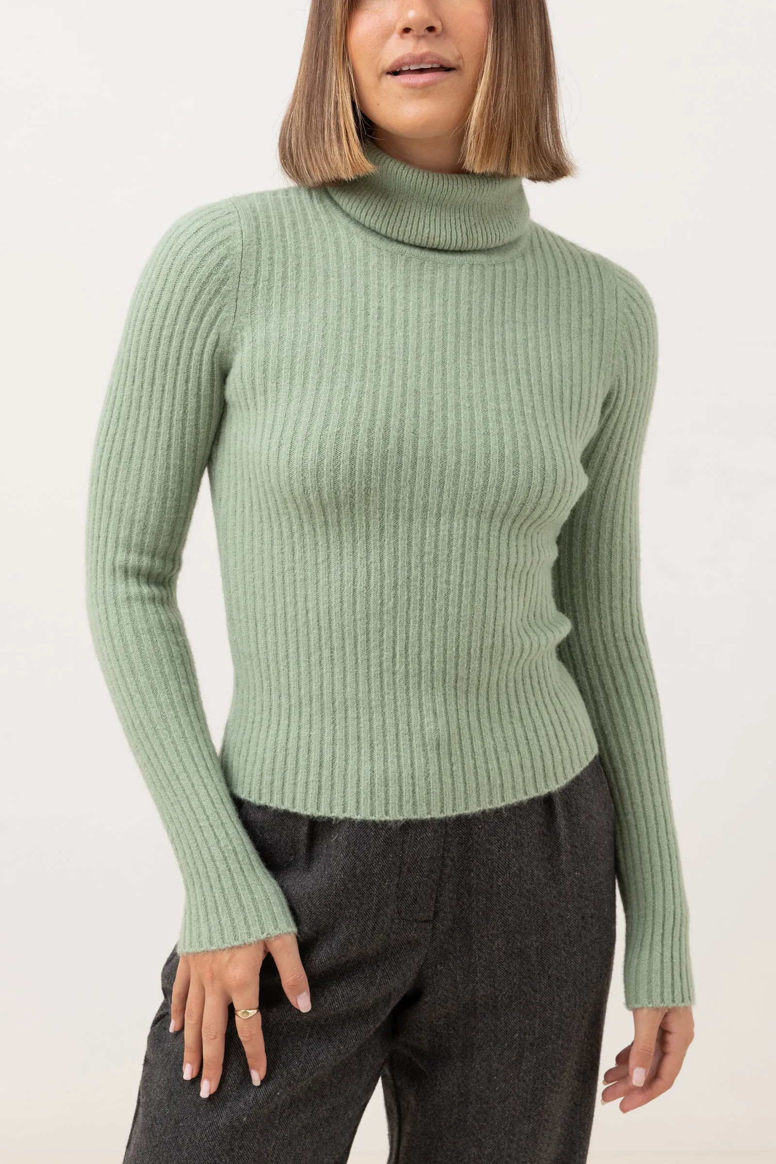 Brooklyn Roll Neck Knit Aloe