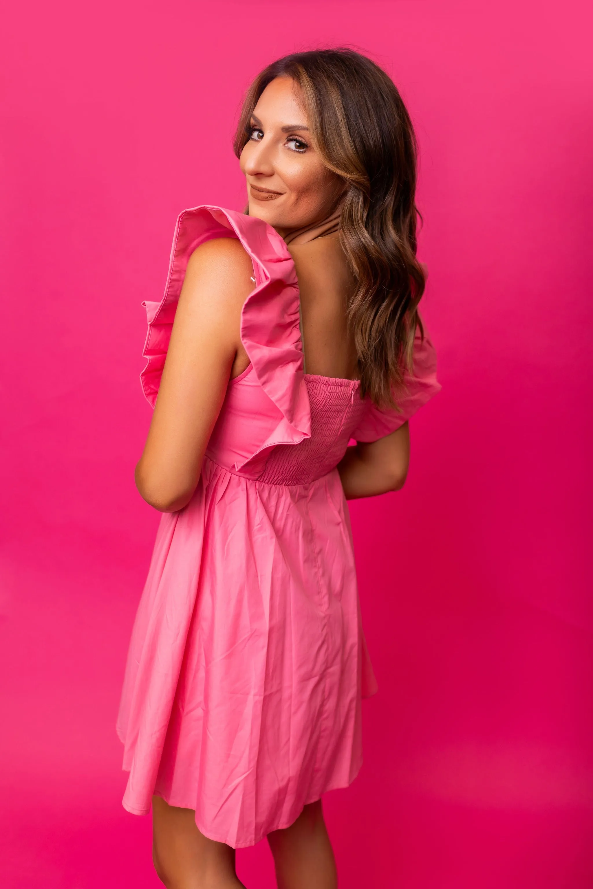 Burn It Down Pink Ruffle Dress