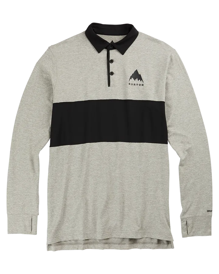 Burton Mens Midweight Base Layer Rugby Shirt - Gray Heather/True Black - 2023