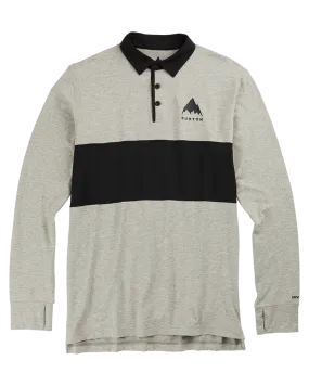 Burton Mens Midweight Base Layer Rugby Shirt - Gray Heather/True Black - 2023