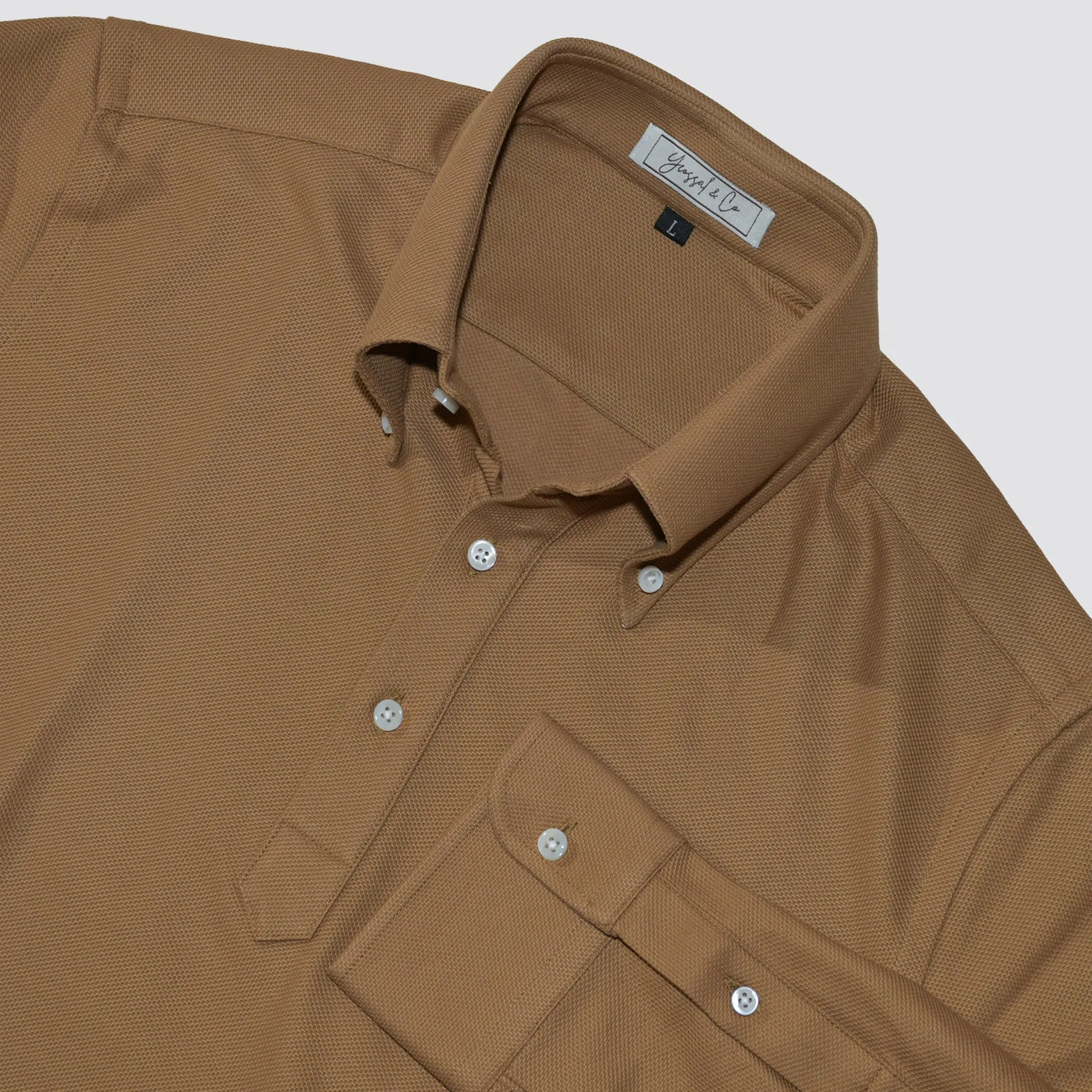 Button Down Pique Cotton Polo Shirt