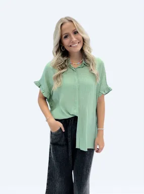 Carson Button Down Ruffle Loose Top