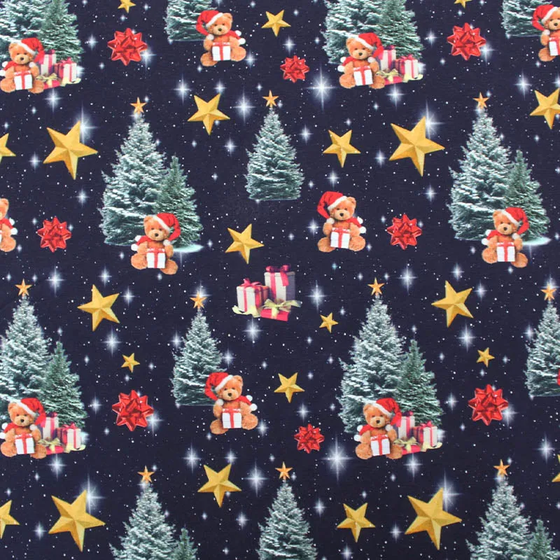 Christmas Cotton Elastane Jersey - Teddies