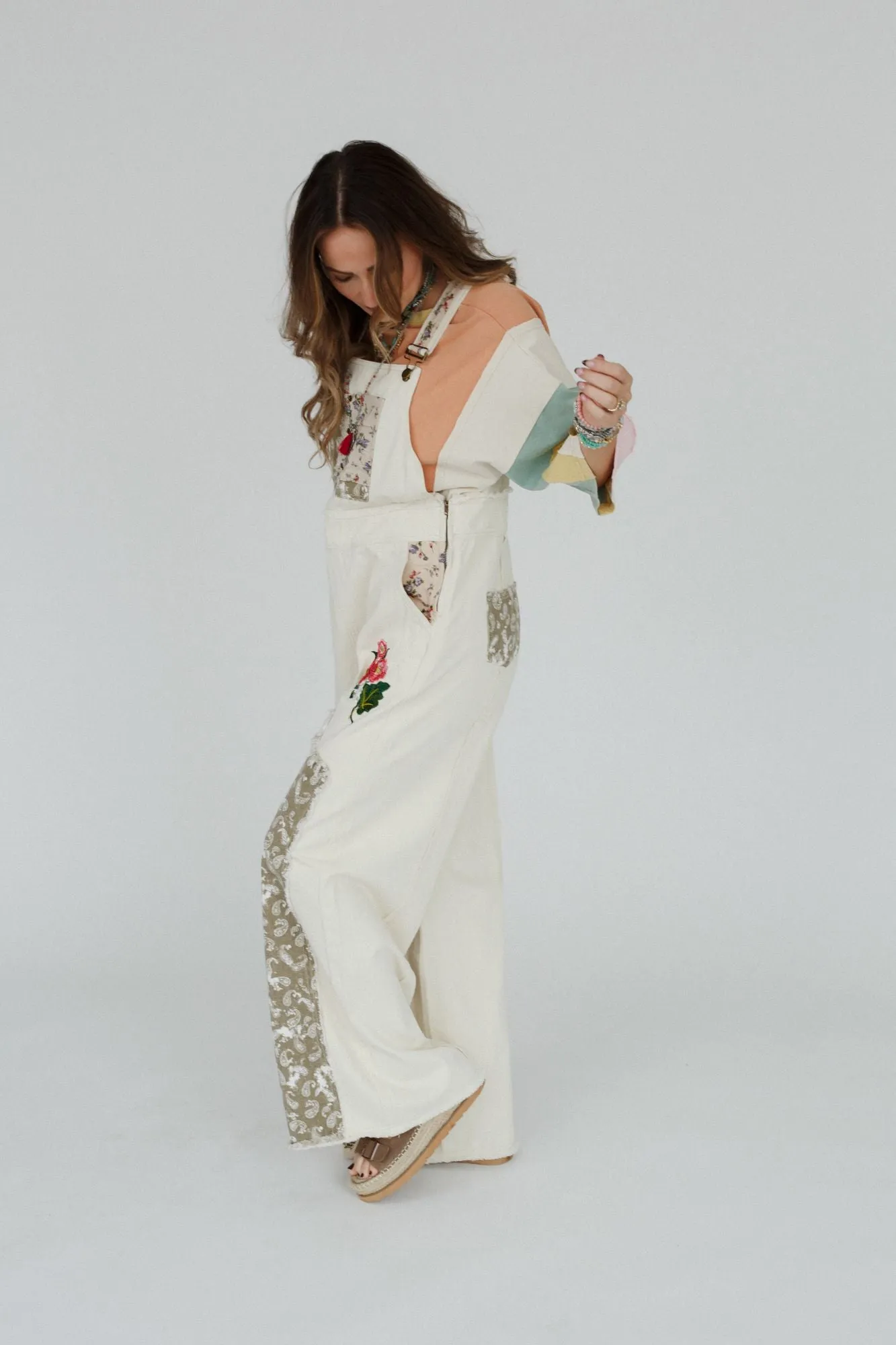 City Garden Floral Overalls - Almond