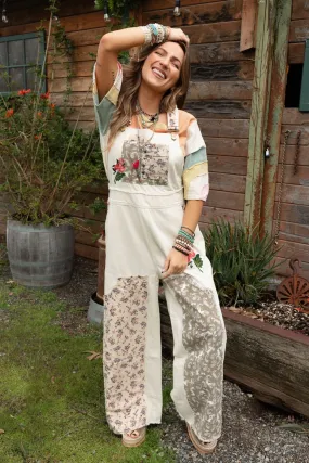 City Garden Floral Overalls - Almond