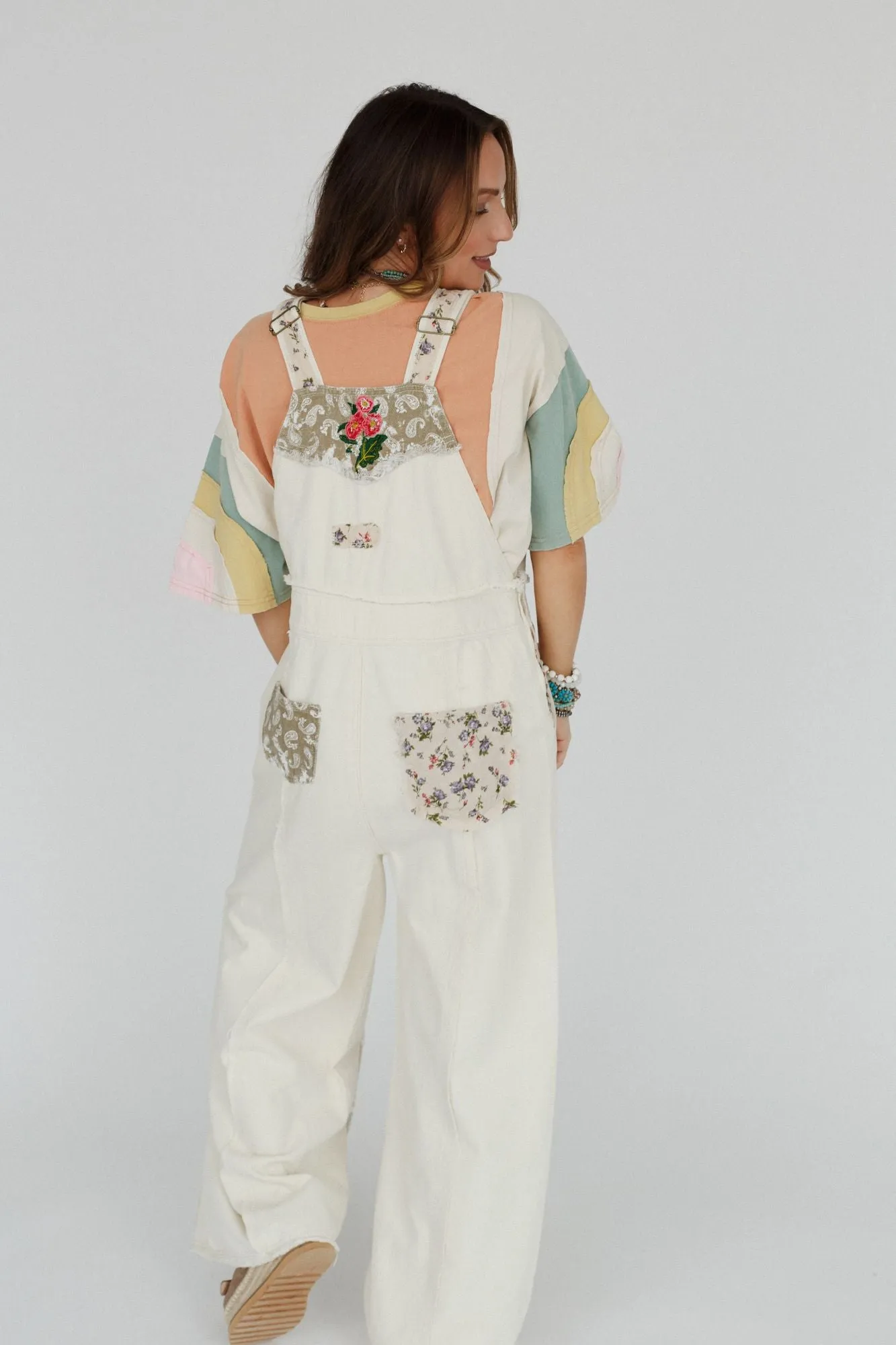 City Garden Floral Overalls - Almond